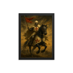 Baldwin IV the Leper King on horseback framed print on a plain backdrop in size 12"x16".