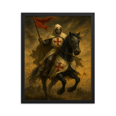 Baldwin IV the Leper King on horseback framed print on a plain backdrop in size 16"x20".