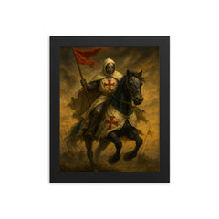 Baldwin IV the Leper King on horseback framed print on a plain backdrop in size 8"x10".