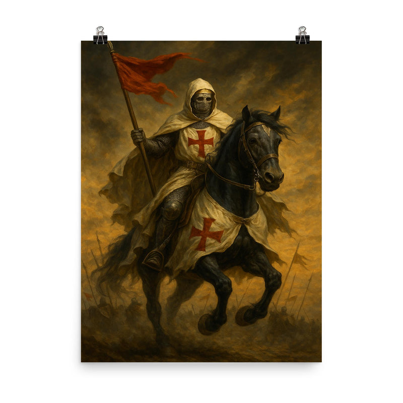 Baldwin IV the Leper King on horseback poster on a plain backdrop in size 8