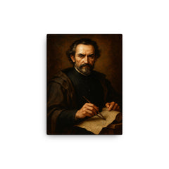 Baltasar Gracián baroque strategist portrait canvas print on a plain backdrop in size 12"x16".