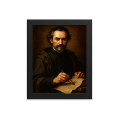 Baltasar Gracián baroque strategist portrait framed print on a plain backdrop in size 8"x10".
