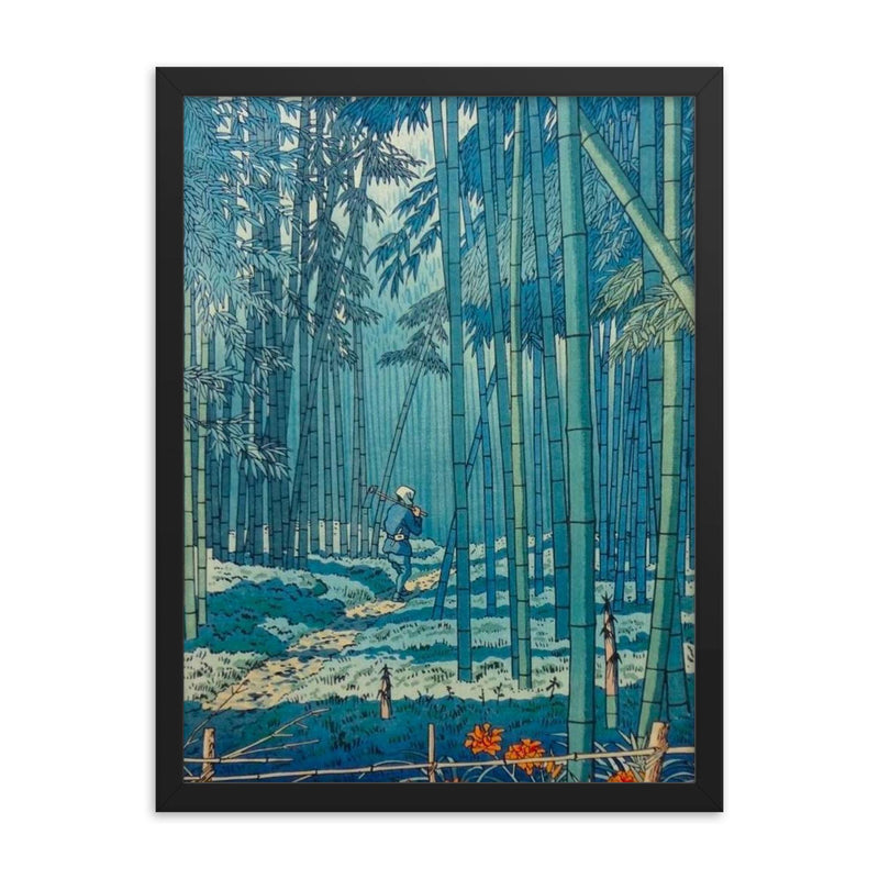 Bamboo Grove of Saga by Asano Takeji framed print on a plain backdrop in size 18
