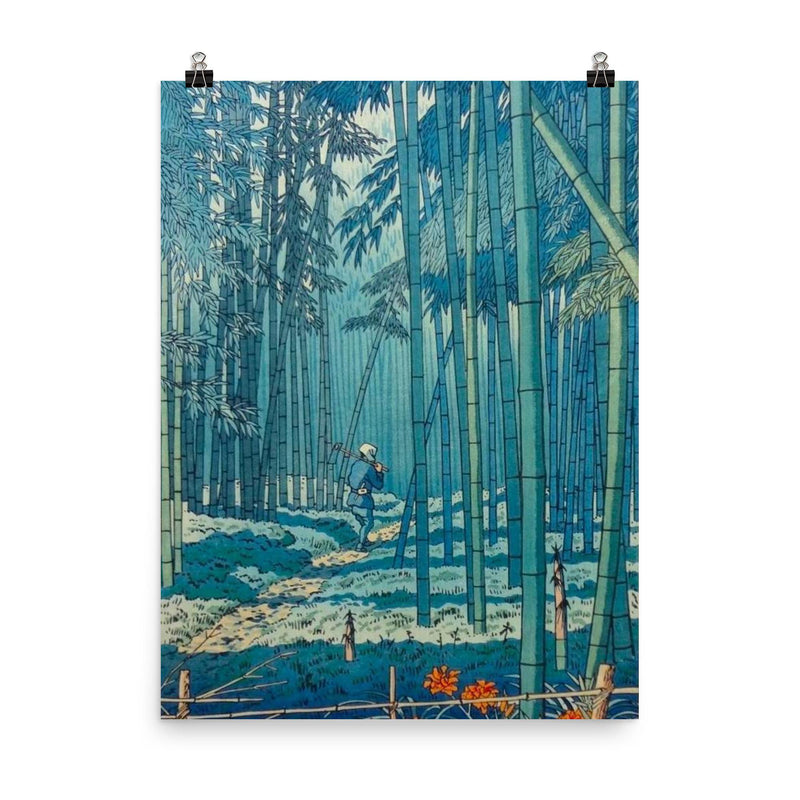 Bamboo Grove of Saga by Asano Takeji poster on a plain backdrop in size 8