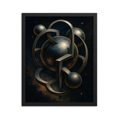 Banach Tarski paradox visualized with impossible spheres framed print on a plain backdrop in size 16"x20".