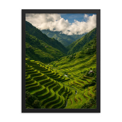 Banaue Rice Terraces Philippines framed print on a plain backdrop in size 18"x24".