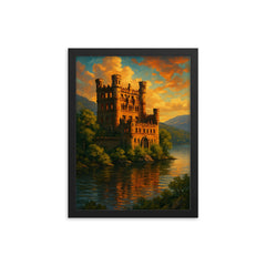 Bannerman Castle New York USA framed print on a plain backdrop in size 12"x16".