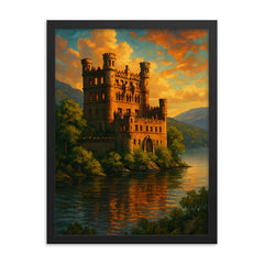 Bannerman Castle New York USA framed print on a plain backdrop in size 18"x24".