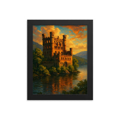 Bannerman Castle New York USA framed print on a plain backdrop in size 8"x10".