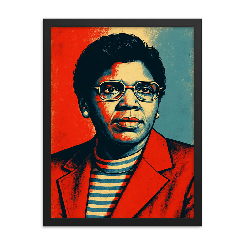Barbara Jordan framed print on a plain backdrop in size 18