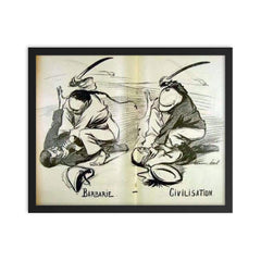 Barbarity vs Civilisation by René Georges Hermann-Paul, 1899 framed print on a plain backdrop in size 16"x20".
