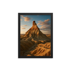 Bardenas Reales Badlands Spain framed print on a plain backdrop in size 12"x16".