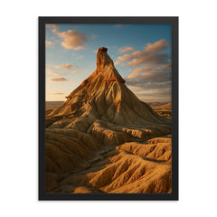 Bardenas Reales Badlands Spain framed print on a plain backdrop in size 18"x24".