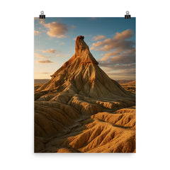 Bardenas Reales Badlands Spain poster on a plain backdrop in size 8"x10".