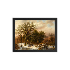 Barend Cornelis Koekkoek Painting framed print on a plain backdrop in size 12"x16".