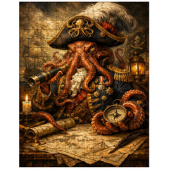 Baroque octopus admiral over naval charts jigsaw puzzle