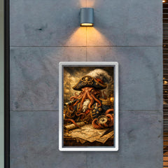 Baroque octopus admiral over naval charts poster 2