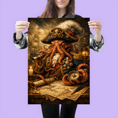 Baroque octopus admiral over naval charts poster 3