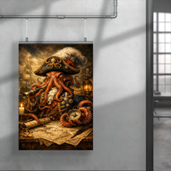 Baroque octopus admiral over naval charts poster 4