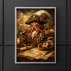Baroque octopus admiral over naval charts poster 5