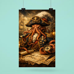 Baroque octopus admiral over naval charts poster 6