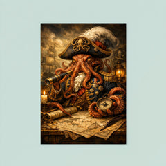 Baroque octopus admiral over naval charts poster 8