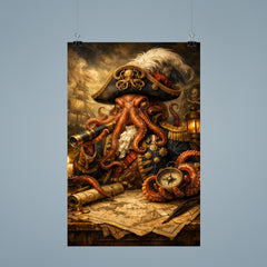 Baroque octopus admiral over naval charts poster 9