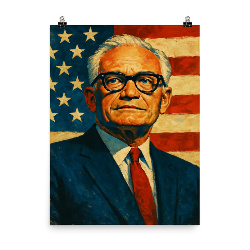 Barry Goldwater poster on a plain backdrop in size 8