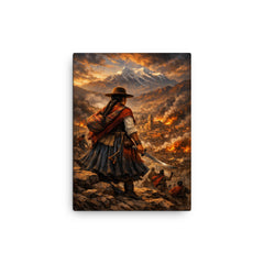 Bartolina Sisa overlooking besieged La Paz canvas print on a plain backdrop in size 12"x16".