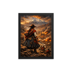 Bartolina Sisa overlooking besieged La Paz framed print on a plain backdrop in size 12"x16".