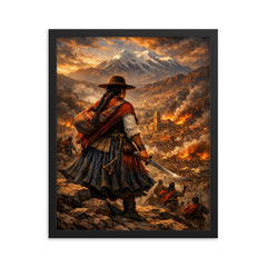 Bartolina Sisa overlooking besieged La Paz framed print on a plain backdrop in size 16"x20".