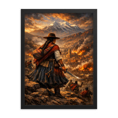Bartolina Sisa overlooking besieged La Paz framed print on a plain backdrop in size 18"x24".