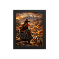 Bartolina Sisa overlooking besieged La Paz framed print on a plain backdrop in size 8"x10".