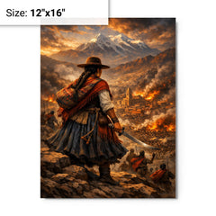 Bartolina Sisa overlooking besieged La Paz metal print on a plain backdrop in size 12"x16".