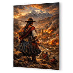 Bartolina Sisa overlooking besieged La Paz metal print mockup