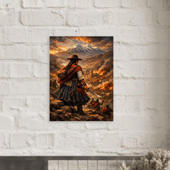 Bartolina Sisa overlooking besieged La Paz metal print mockup