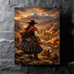 Bartolina Sisa overlooking besieged La Paz metal print mockup