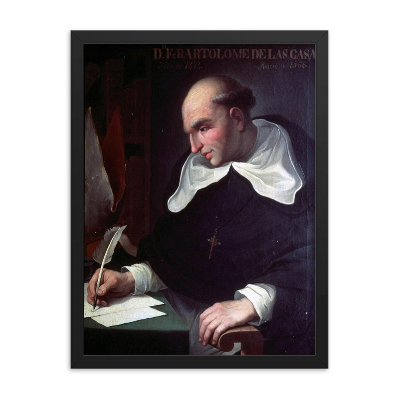 Bartolome de las Casas framed print on a plain backdrop in size 18