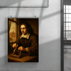 Baruch Spinoza grinding lenses by window poster 4