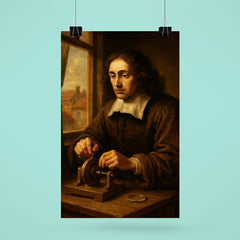 Baruch Spinoza grinding lenses by window poster 6
