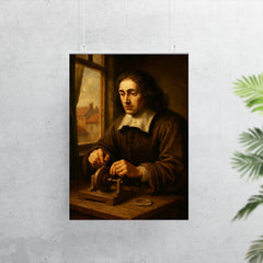 Baruch Spinoza grinding lenses by window poster 7