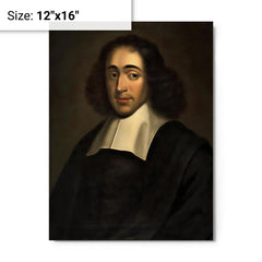 Baruch Spinoza metal print on a plain backdrop in size 12"x16".