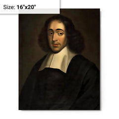 Baruch Spinoza metal print on a plain backdrop in size 16"x20".