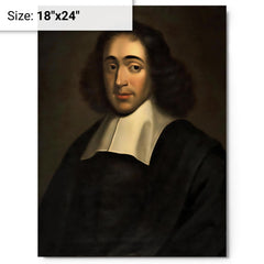 Baruch Spinoza metal print on a plain backdrop in size 18"x24".