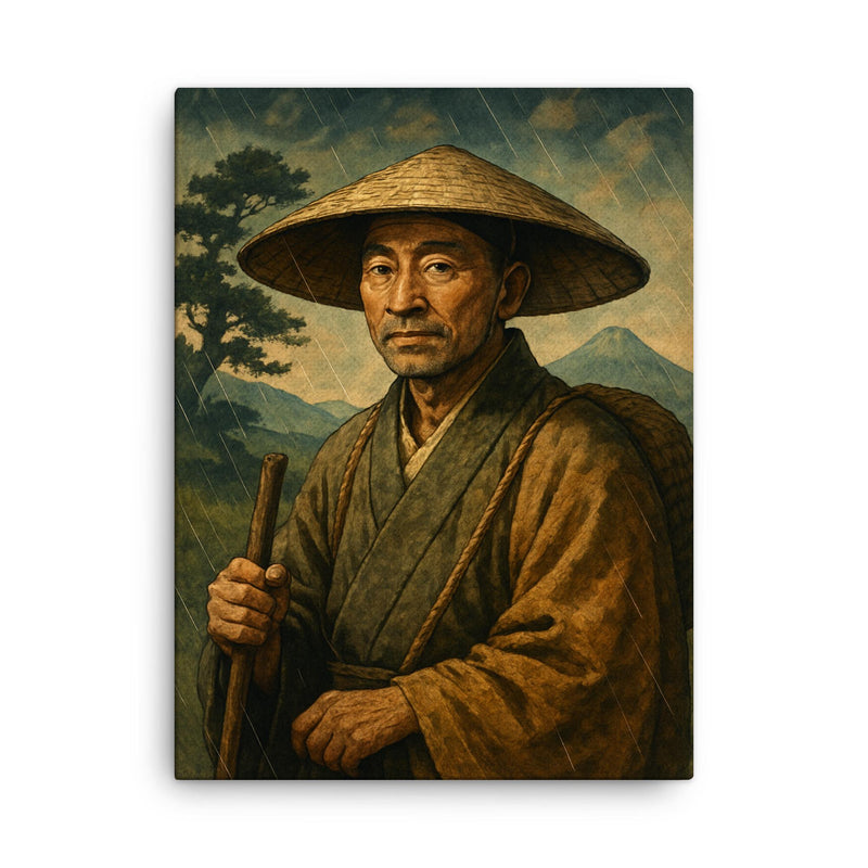 Basho canvas print on a plain backdrop in size 18