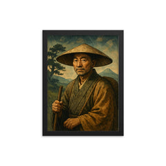 Basho framed print on a plain backdrop in size 12"x16".
