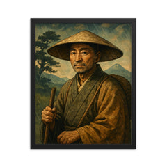 Basho framed print on a plain backdrop in size 16"x20".