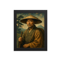 Basho framed print on a plain backdrop in size 8"x10".