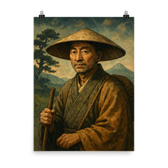 Basho poster on a plain backdrop in size 8"x10".