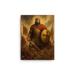 Basil II among broken Bulgar banners canvas print on a plain backdrop in size 12"x16".